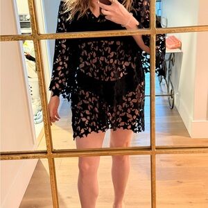 Anthropologie Black Sheer Knit Cover-Up